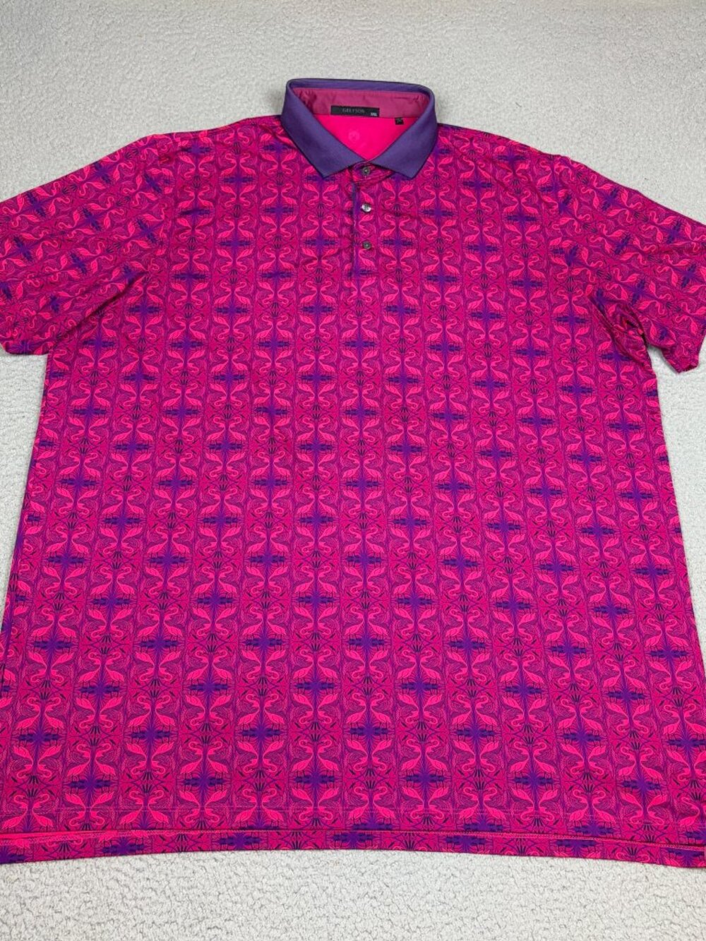 Greyson Polo Shirt Men 2XL Pink Purple Flamingo Golf Performance Stretch NO LOGO